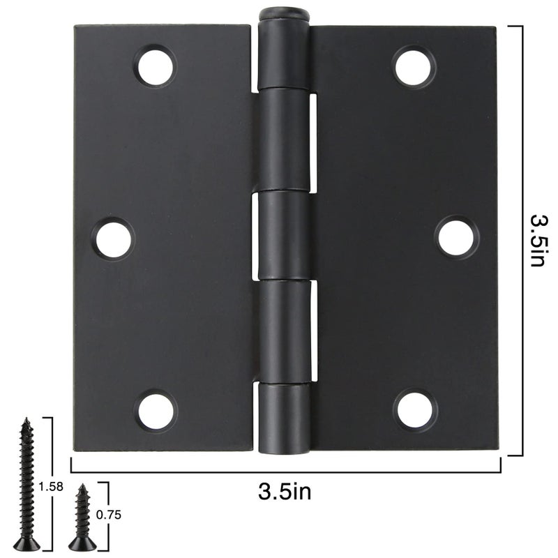 JIW 30 Pack Matte Black 3.5 Inch Square Radius Door Hinges - Image 2